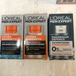 L'Oreal Men Expert Hydra Energetic Quenching Gel AND 2 Moisturisers Bundle 50ml