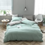 Housse de Couette 240 x 260 Vert Clair Gris Adulte Parure de Lit Microfibre 2 Personnes Linge de Lit Uni Unie Parure Housse Couette zippée 240 x 260 avec 2 Taie d'oreiller 65x65 cm Fermeture Éclair