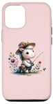 iPhone 14 Pro Adorable Horse Fishing and Floral On Pink Case