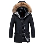 Doudoune Homme De Marque À Capuche Fourrure Synthétique Manteau Homme Vêtement Masculin Épaississant Parka Mi-Longue -Zs307024