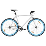 vidaXL Fixed gear cykel vit och blå 700c 59 cm 92272