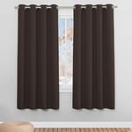 PONY DANCE Rideau Occultants Thermique - Décoration de Fenêtre Draperies à Oeillets Isolation Lumineux Tissu Lourd pour Maison Chambre, 140L X 175H cm, Marron, Lot de 2