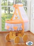 Vauvan pinnasänky Moses Basket/Braided pinnasänky verholla - Amelie peach