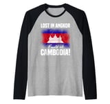 Lost In Angkor Found In Cambodia Flag Angkor Wat Travel Raglan Baseball Tee