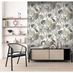 Papier peint jungle Coco exotique - HXA DECO - Intissé - Gris - Salon - Intérieur - Mat