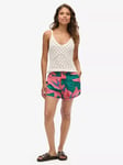 Superdry Leaf Print Beach Shorts, Pink Paradise