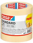 tesa Masking Tape Standard - Pack of 2 - Painter's tape with strong adhesion for masking during painting work - solvent-free - 2x 50m x 19mm + 2x 50m x 30mm
