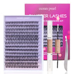 DIY Lash Extension Kit 280pcs Individual Lashes with Lash Bond and Seal Tweezers 30+40D 10-16mm Mix C/CC/D Curl Cluster Lashes Soft Light Eyelash Extension Kit at Home (30+40D-0.07-10-16MIX KIT)