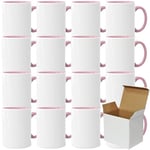 Lot de 12 tasses de sublimation sans impression de qualité AAA | Individuelles ou en lot | Tasse photo pour impression par sublimation thermique | Tasses vides pour presse à chaleur - Rose