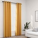 Linen-Look Blackout Curtains with Grommets 2pcs Yellow 140x245cm vidaXL