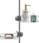 Étagère de Douche Sans Perçage Etagere Salle de Bain Inox lot de 2 Cuisine Support de Rangement de Robinet pour Shampooing Savon Éponge Convient Aux Tringles de Douche de 18-25 mm