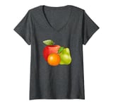 Womens Sweet Juicy Apple Orange Pear Classic V-Neck T-Shirt