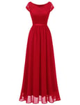 DRESSTELLS Robes pour Femmes 2022 Robes Formelles pour Femmes Mariage Robe de Demoiselle d'honneur pour Femmes Robe Formelle Robe de soirée avec Mancherons Rouge XL