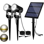 Spot Solaire Extérieur 2 en 1 Lampe Solaire Exterieur 2 Modes d'Éclairage Lumière Solaire de Jardin Etanche IP65, 3 Mètres Câble, Eclairage Exterieur