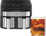 Dual Air Fryer Oven 2400W 10-in-1 8L Oil Free Sync Cook Sync Finish Timer