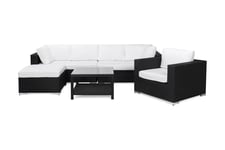 Bahamas Loungegruppe 6 Pers Bord m Hylle - Divan Lenestol Svart Loungesett Hvit,Svart Comfort Garden