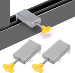 2 Pièces Verrou Baie Coulissante Bloc Baie Vitrée Coulissante Avec Clé Fermeture Baie Coulissante d'aluminium Sécurité Réglable Anti vol Bloque Porte Coulissante Pour La Sécurité Des Enfants(Q737)