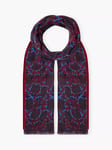 Brora Floral Fan Wool Stole Scarf, China Blue/Clay