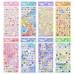 870 PCS Cute Puffy Stickers for Kids Girls 3D Small Tiny Stickers Including Mini Cartoon Animals Cat Rabbit Dog Puppy Kitten Bunny Food Donuts Hearts Star and More for Scrapbook Planner Phone Case