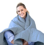 Luna Weighted Blanket for Adults | Individual Use| 5.5kg - 122x183cm - Single Size Bed | 100% Oeko-Tex Certified Cooling Cotton & Glass Beads | Heavy Cool Weight | Granite Blue