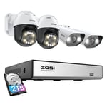 Ip Camera Zosi 2 Pcs C296 Wifi 5mp & 2 Pcs C182 Wifi 8mp Nvr 8ch 2tb