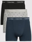 Calvin Klein 3 Pack Cotton Stretch Trunks - Assorted, Assorted, Size S, Men