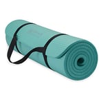 Gaiam Essentials Tapis de yoga épais avec sangle de transport pour tapis de yoga facile (72 x 61 x 2,5 x 2,5 cm d'épaisseur), Tapis, 05-63325, bleu sarcelle, 10 mm