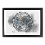 Big Box Art View of The Earth in Abstract Framed Wall Art Picture Print Ready to Hang, Black A2 (62 x 45 cm)