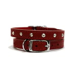 Ancol Heritage Collier à Clous en Cuir Rouge 28-36 cm Taille 3