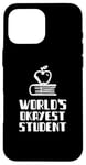 Coque pour iPhone 16 Pro Max Étudiant le plus cool du monde, jeu de mots, paresseux, stupide, université