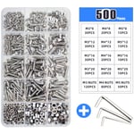 500pcs en acier inoxydable boîte set m3m4m5 tête ronde boulon vis écrou tête de disque vis hexagonale intérieure