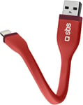 Câble De Données Et De Chargement Micro, Longueur 12 Cm, Connecteurs Lightning - Usb, Finition Plate Anti-Emmêlement, Pour Iphone 13/12/11/Se 2020/X/8/7/6S/6, Ipad, Imac, Macbook, Rouge[L2371]