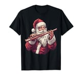 Santa Playing Flute Funny Flute Player Christmas Xmas Pajama T-Shirt