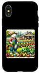 Coque pour iPhone X/XS Lapin de Pâques rétro avec inscription « Tending A Colorful Garden »