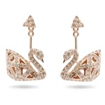 Swarovski Rose Gold Earrings Facet Swan Ladies Jewellery -NEW GENUINE