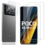 Locofun Verre Trempé pour Xiaomi Poco X6 Pro 5G, 2 Pièces Protection écran Film avec 2 Pièces Caméra Arrière Protecteur, Dureté 9H Film en sans Bulles,Ultra HD Vitre Trempé