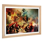 Big Box Art Framed Print of War Battle Scene Army (2) Design | Wall Art Picture | Home Decor for Kitchen, Living, Dining Room, Bedroom, Hallway, Office, Oak, A2 / 24.5x18 Inch / 62x45cm