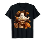 Vintage Ghost Book Reading Pumpkin Gothic Halloween Teachers T-Shirt