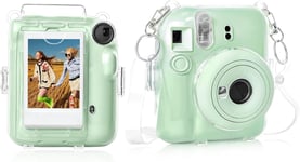 Housse pour Instax Mini 12 - Étui de Stockage de Photos pour Appareil Photo Instantané Fujifilm Instax Mini 12 - avec Poche pour Film Améliorée et Bandoulière - Transparent Amélioré