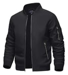 KEFITEVD Mens Windbreaker Jacket Casual Thin Baseball Sports Coat Lightweight Army Jackets Black, M