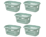 [Set of 5] 60L Hipster Laundry Basket Washing Clothes Storage Linen Bin SAGE UK