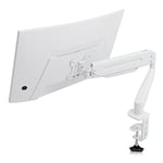 Suptek Single Monitor Arm Gas, White Monitor Arm Desk Mount for 17-27 inch Monitors up to 6kg, Tool Free Height Adjustable Screen Arm with Tilt Swivel Rotation, VESA 75/100mm, C-clamp/Grommet Options