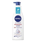 NIVEA Lait Hydratant Réparateur & Soin 72h Peaux Extra Sèches & Tiraillées (1x250 ml), Lait corps au concentré de soin NIVEA & Dexpanthenol, Soin corps peau très sèche