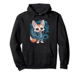 Cartoon kawaii fennec desert fox with cool dragon Pullover Hoodie