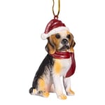 Design Toscano Beagle Chien de Vacances Décorations d'Arbre de Noël Ornement Décorations de Noël, 8 cm, polyrésine, palette complète de couleur