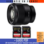 Sony FE 85mm f/1.8 + 2 SanDisk 128GB Extreme PRO UHS-II SDXC 300 MB/s + Guide PDF 20 techniques pour réussir vos photos