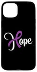 Coque pour iPhone 15 Plus Cancer du pancréas - Hope (courage) avec noeud ruban mauve