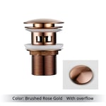 Bouchon de vidange pour évier de salle de bain,bouchon de vidange,Siphon de déchets,robinet de lavabo,accessoire,tuyau de lavabo,noir,or,Rose - Type Brushed Rose Gold #B