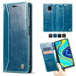 SmartLegend Coque pour Xiaomi Redmi Note 9S/Note 9 Pro Cuir Etui Housse Premium PU Portefeuille Magnétique Porte Cartes Stand Fonction Rabat 9S/9 Pro/9 Max - Bleu-Vert, (PU+TPU)