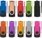 Lot de 10 Clé USB 8 Go, 2.0 Flash Drive Stockage Rotation Disque Mémoire Stick pour Ordinateur/Télévision/Autoradio pour Bureau de Travail/Études(10 Couleur Mixte)